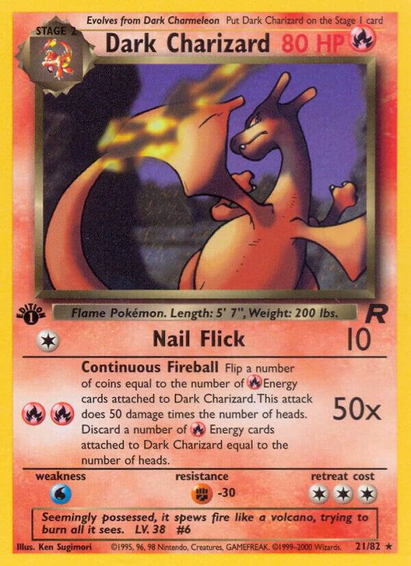 Team rockets trio ( Charmander, Dark Charmeleon , Dark Charizard first Ed(21) NON HOLO