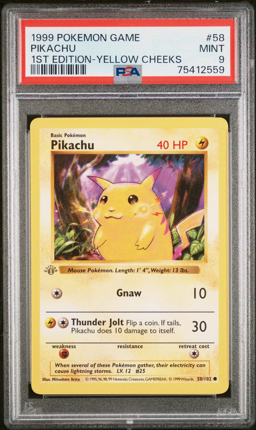 PSA 9 1999 1st Edition Yellow Cheeks Grey Stamp #58
