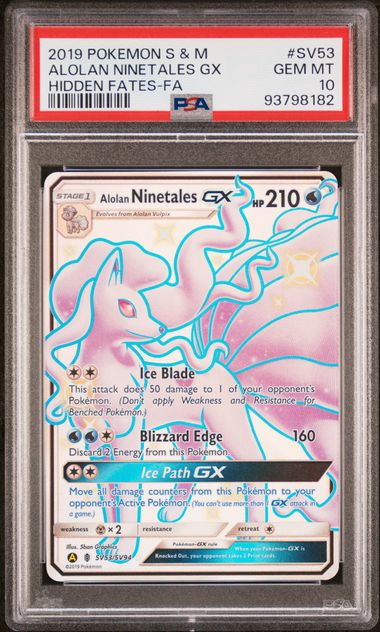 PSA 10 ALOLAN NINETALES GX HIDDEN FATES-FA