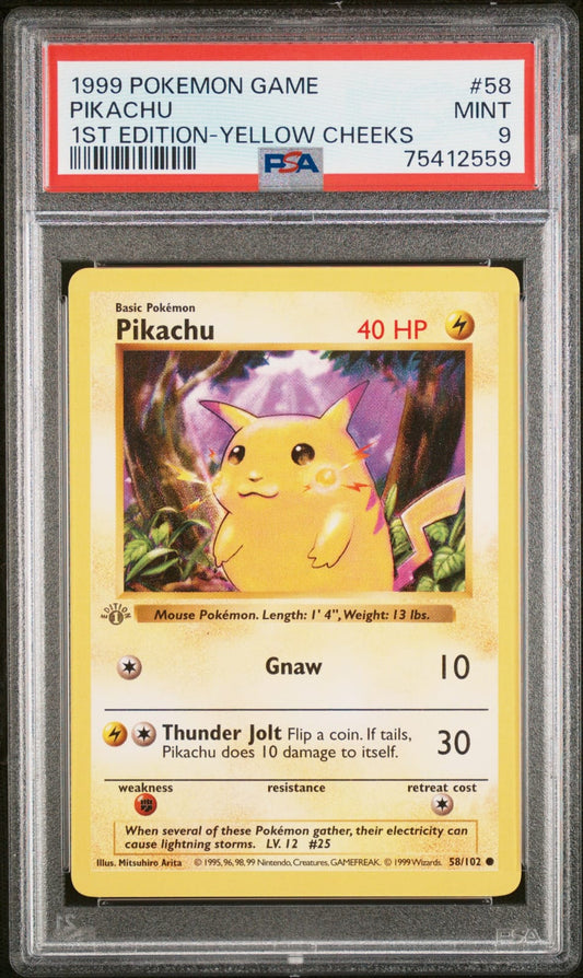 PSA 9 1999 1st Edition Yellow Cheeks Grey Stamp #58