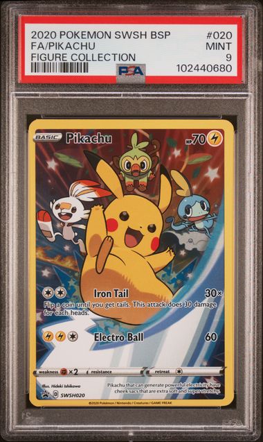 PSA 9 2020 POKEMON SWSH BLACK STAR PROMO #020 FA/PIKACHU FIGURE COLLECTION