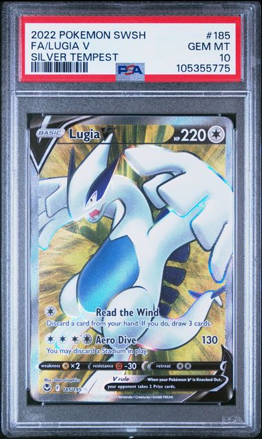 PSA 10 2022 POKEMON SWORD & SHIELD SILVER TEMPEST #185 FA/LUGIA V SILVER TEMPEST